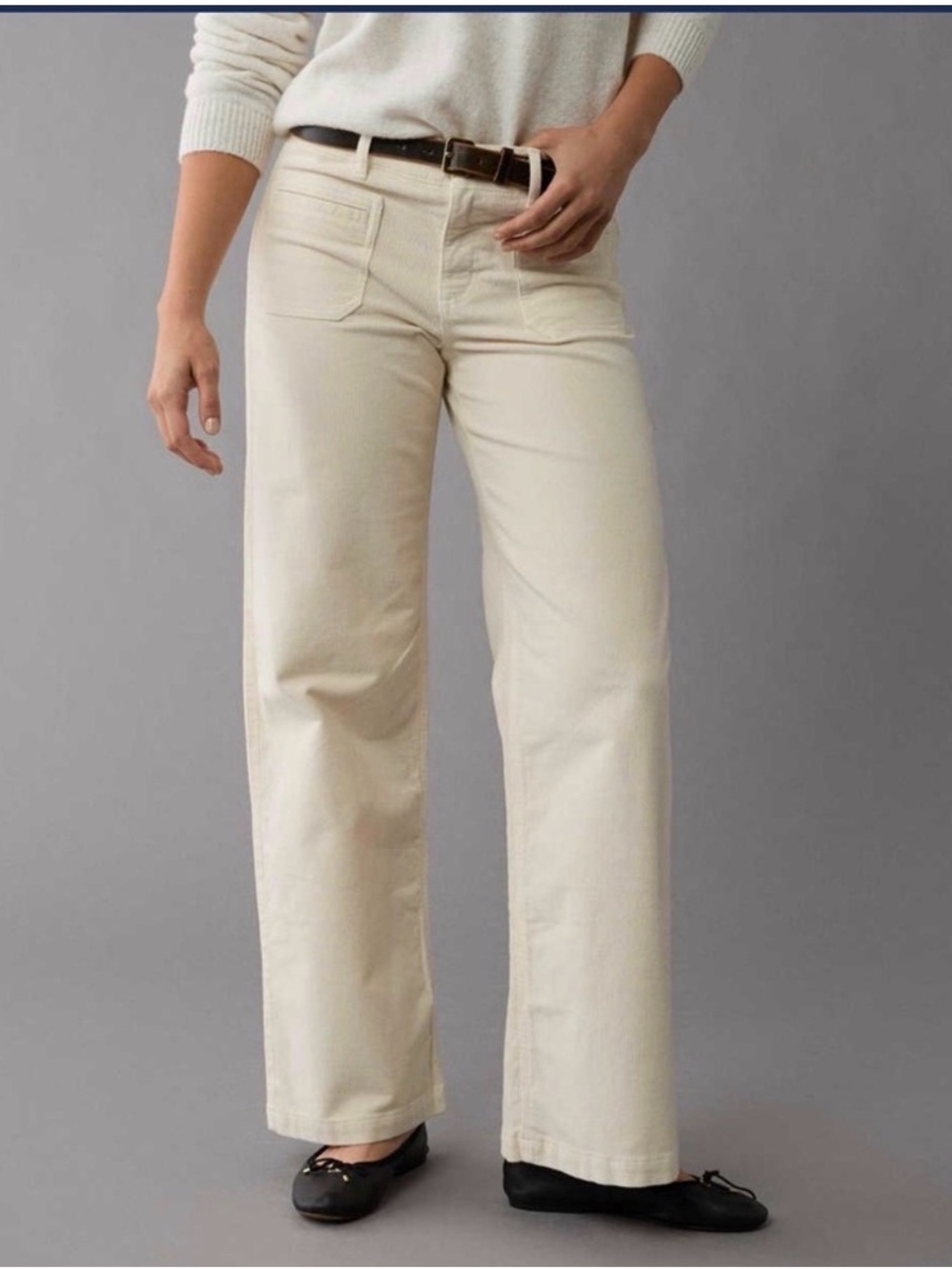 American Eagle Outfitters Women’s Low Rise Baggy Wide-Leg Jeans Sz 12 Cream